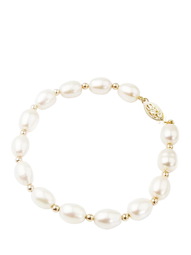 E.W Adams oval freshwater pearl bracelet with 9ct gold, imported from the UK