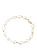 John Lewis E.W Adams 9ct Gold Oval Freshwater Pearl Bracelet 21 cm- Buy online at McGrocer