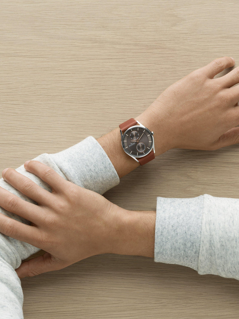 Skagen Holst chronograph watch brown leather strap 40mm, UK version
