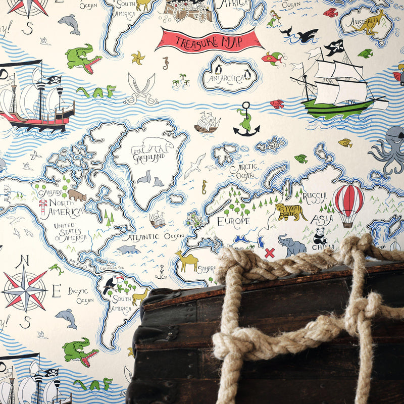 Sanderson treasure map wallpaper (British brand)
