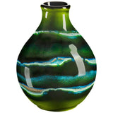 Poole Pottery green hourglass-shaped bud vase with 12cm height, imported from the UK