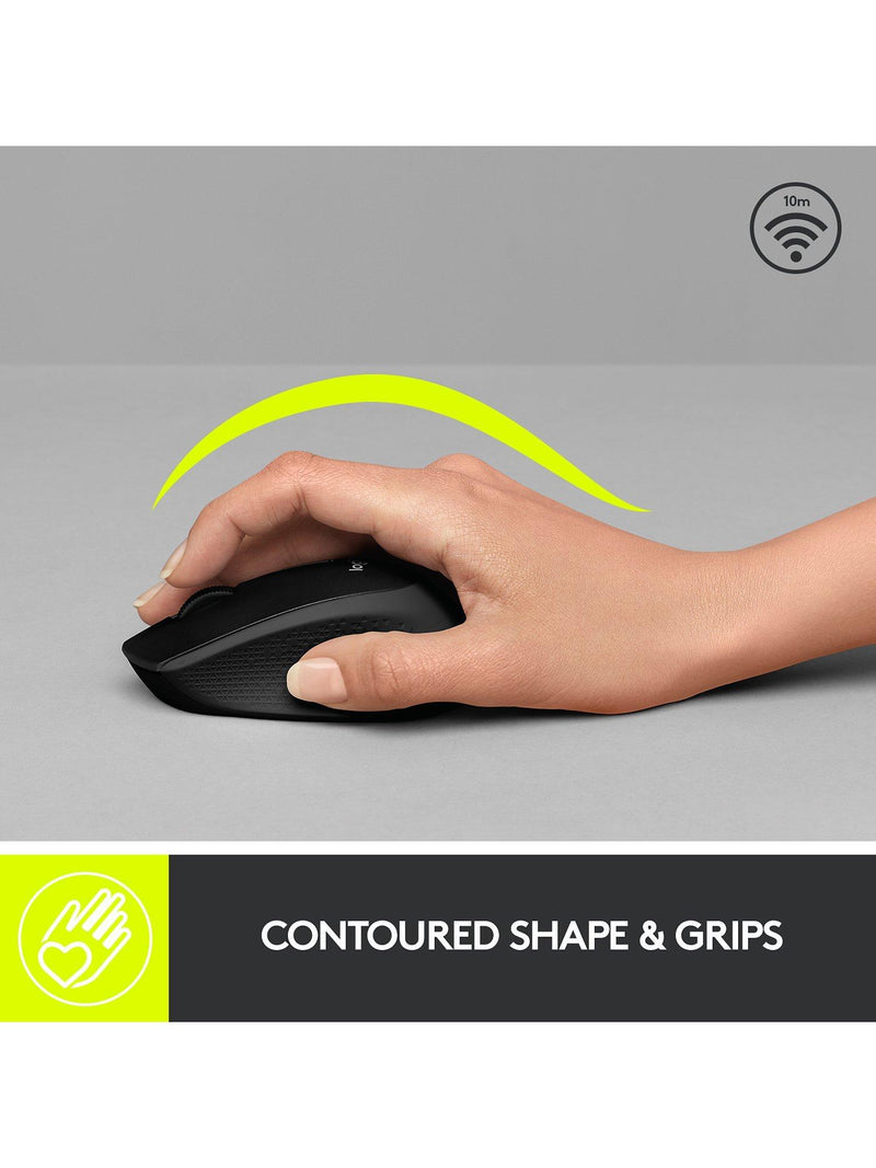 Logitech wireless computer mouse in black, UK version