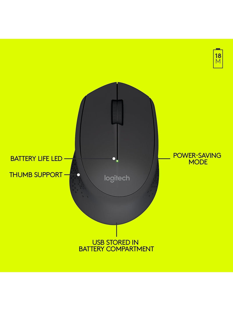 Logitech wireless computer mouse in black, UK version