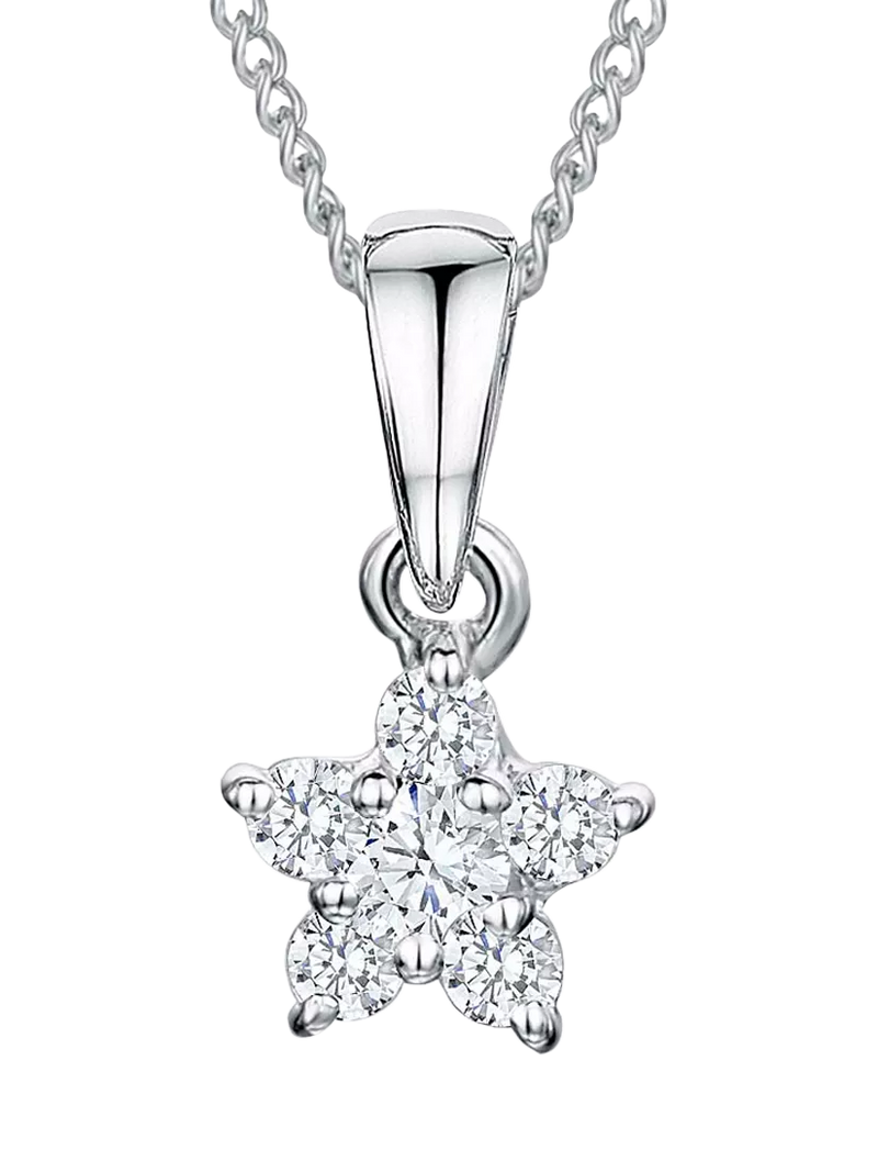 Jools by Jenny Brown sterling silver star pendant cubic zirconia rhodium plated, UK version