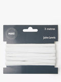 John Lewis white elastic cord, 6mm width, 3 metres long, UK version