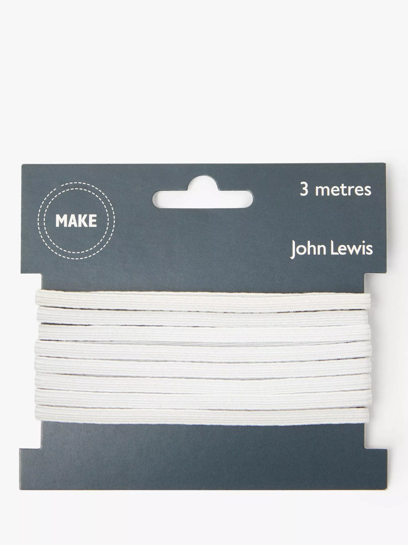 John Lewis elastic cord white 4mm x 3m, imported from the UK