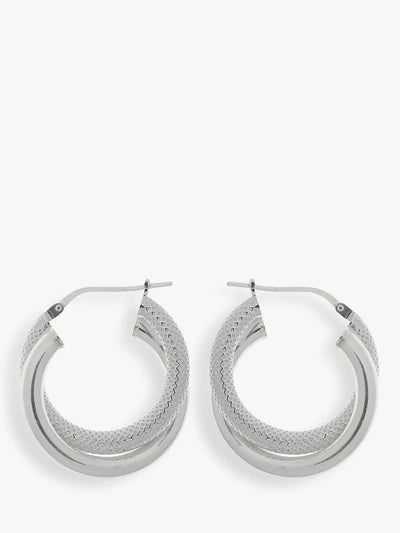 John Lewis Nina B Double Hoop Earrings Silver 2cm Diameter- Buy online at McGrocer