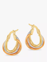 John Lewis IBB 9ct Gold Three Colour Hoop Earrings, Multi- Buy online at McGrocer