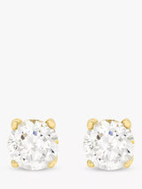 John Lewis IBB 9ct Yellow Gold Cubic Zirconia Stud Earrings Clear 4mm- Buy online at McGrocer