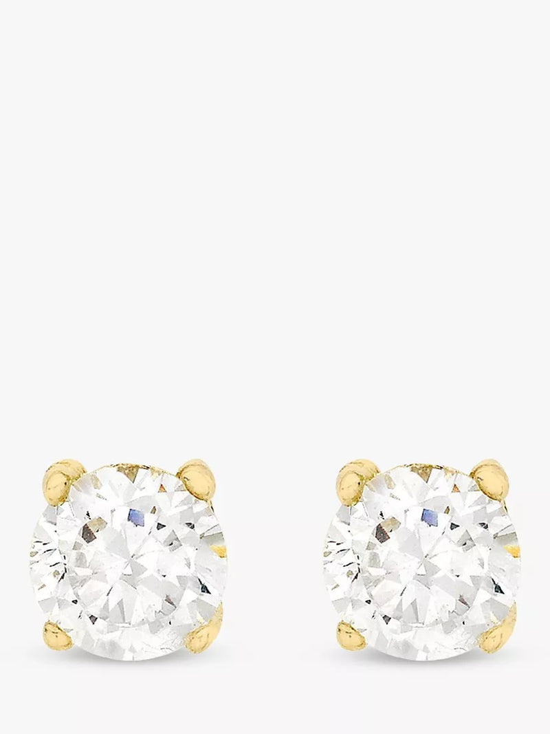 IBB 9ct yellow gold cubic zirconia stud earrings, UK version