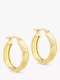 IBB 9ct yellow gold diamond cut creole earrings (British brand)