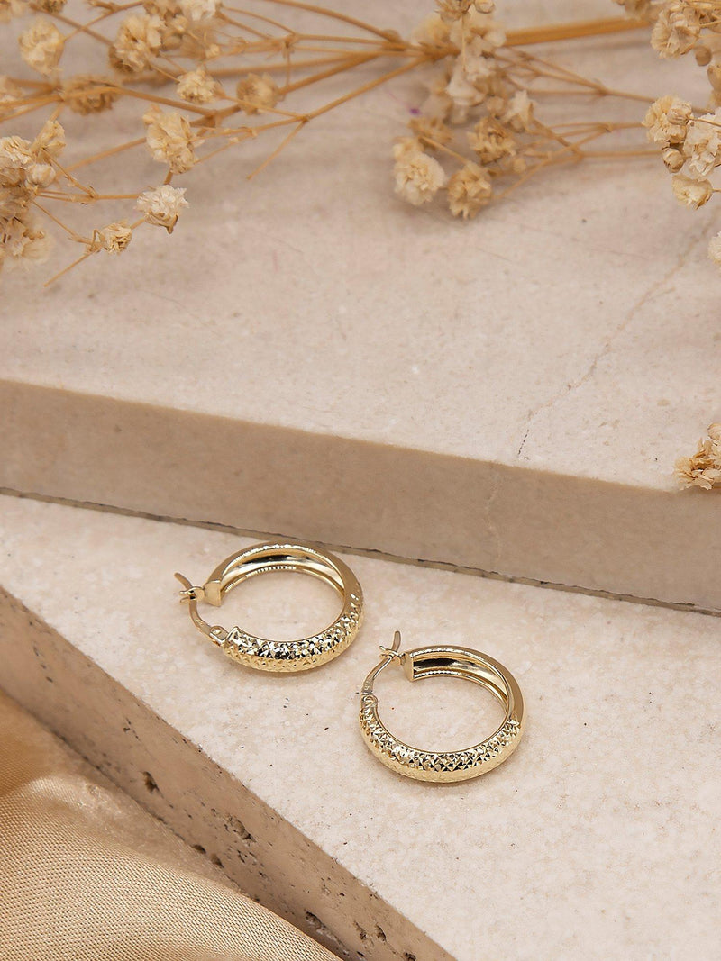 IBB 9ct yellow gold diamond cut creole earrings (British brand)