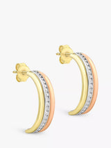 John Lewis IBB 9ct Gold Three Tone Half Hoop Earrings, Multi- Buy online at McGrocer