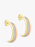 IBB half hoop earrings in 9ct gold with three tones - British product