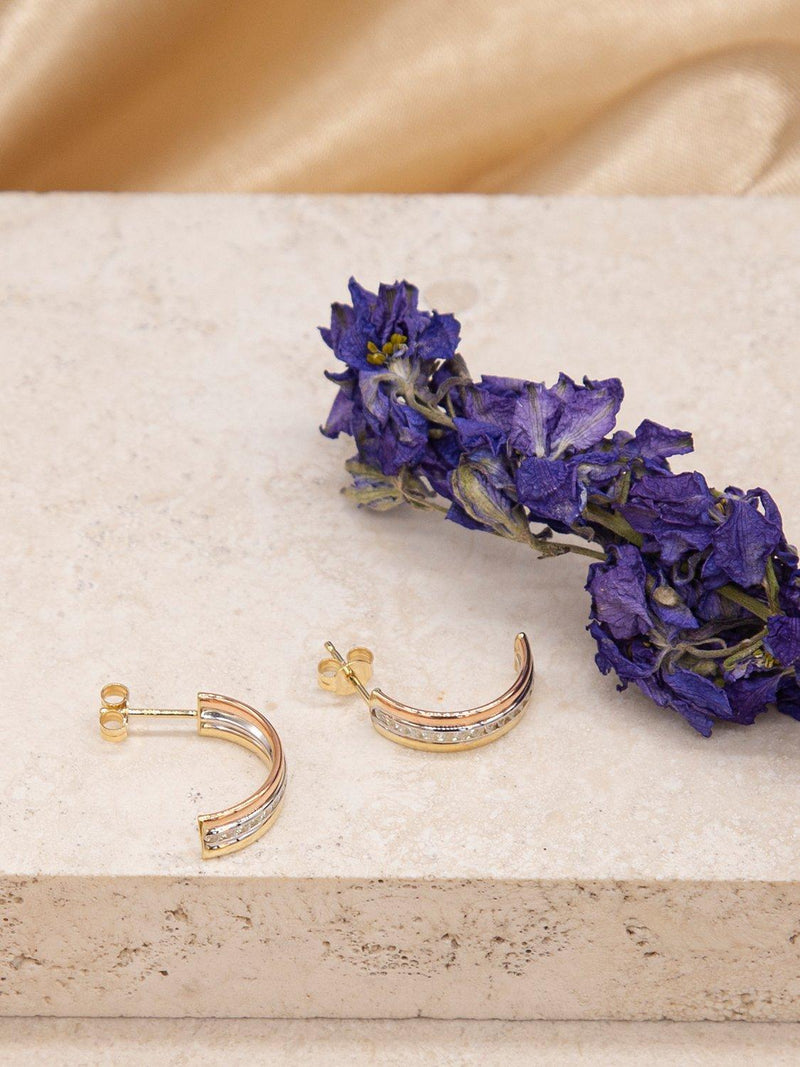 IBB half hoop earrings in 9ct gold with three tones - British product