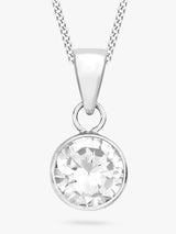 John Lewis IBB 9ct White Gold Cubic Zirconia Pendant, White- Buy online at McGrocer