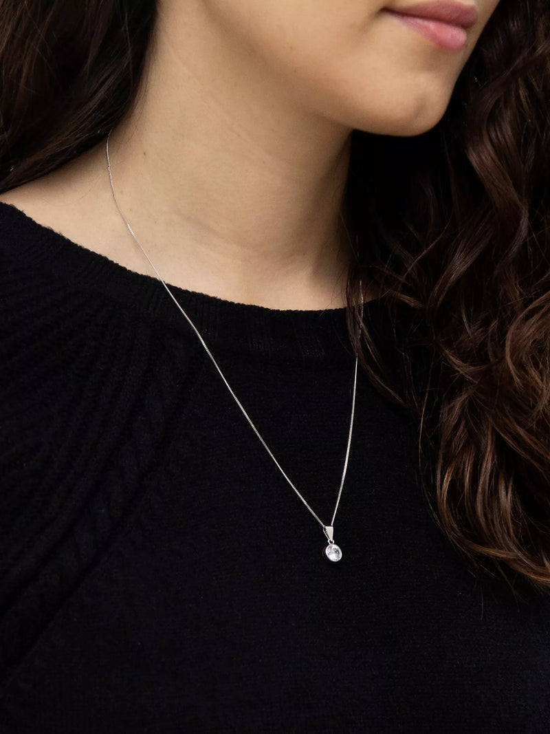 IBB white gold cubic zirconia pendant chain 46cm, UK version