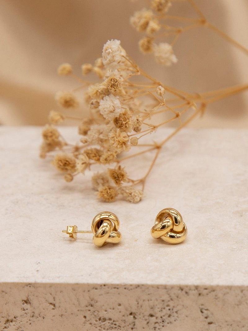 IBB 9ct gold knot stud earrings 8mm, UK version