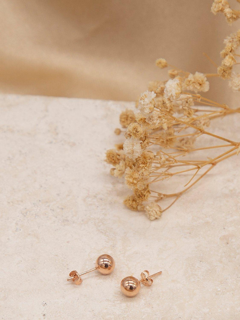 IBB rose gold ball stud earrings 6mm, imported from the UK