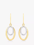 IBB 9ct two-tone double oval drop earrings - UK version