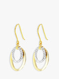 IBB 9ct two-tone double oval drop earrings - UK version