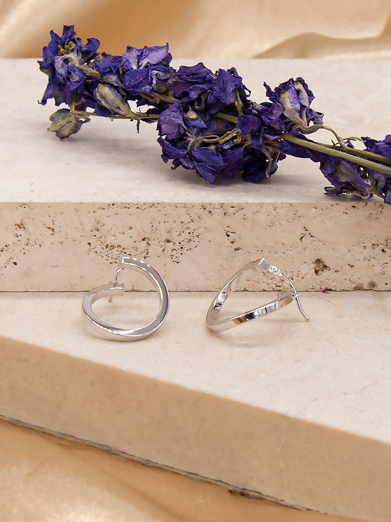 IBB 9ct white gold creole earrings 19mm - British product