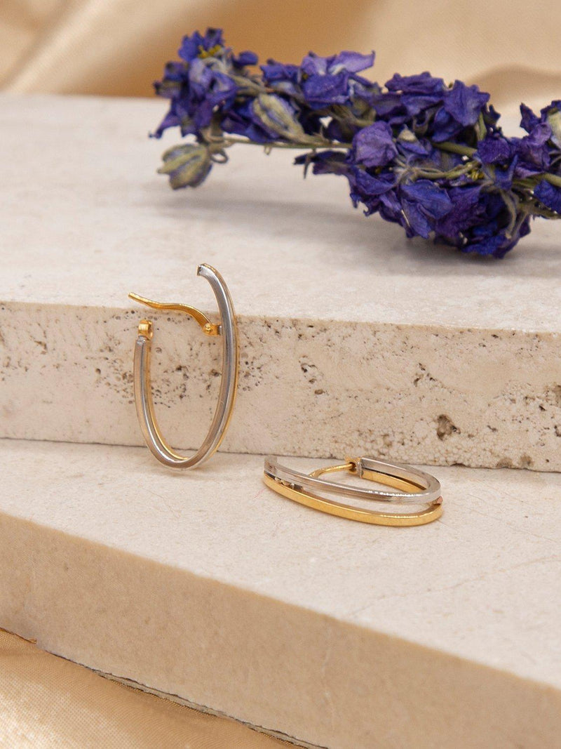 IBB 9ct gold double oval huggie earrings - British product