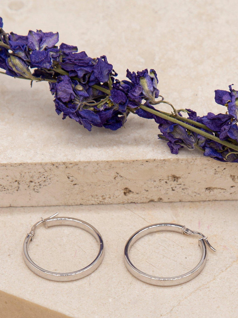 IBB 9ct white gold hoop earrings 3cm (British brand)