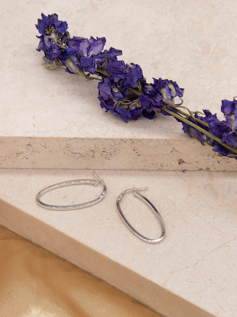 IBB 9ct white gold oval creole earrings - British product