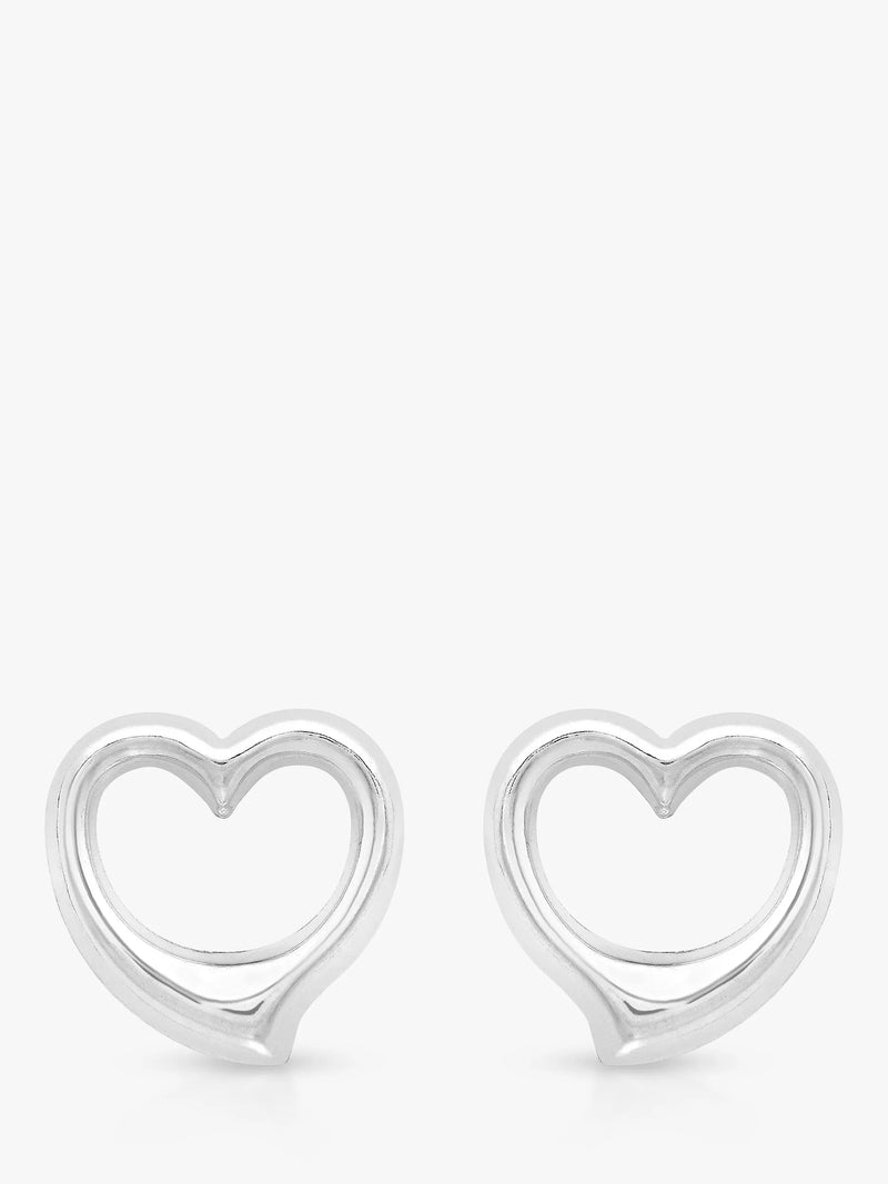IBB 9ct white gold heart stud earrings 11mm (British brand)