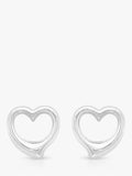 IBB 9ct white gold heart stud earrings 11mm (British brand)