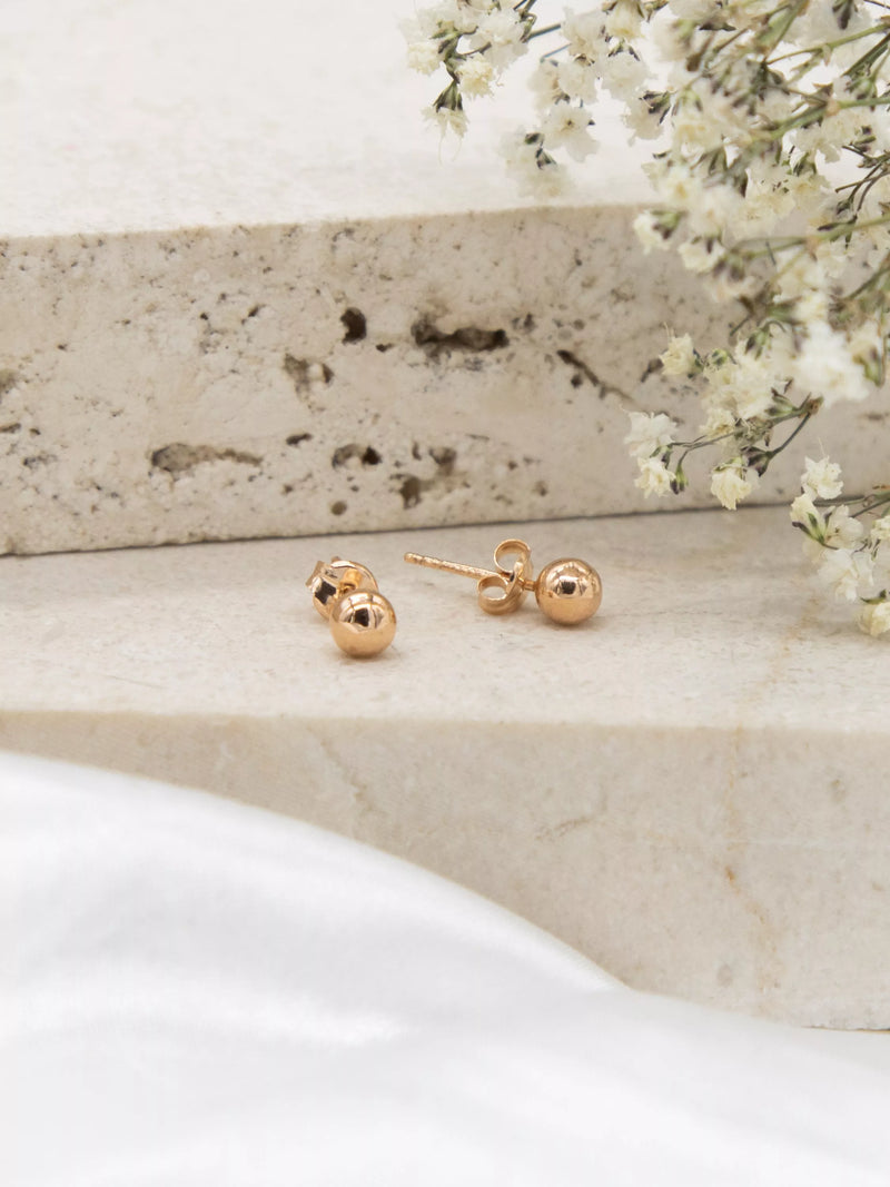 IBB 9ct rose gold ball stud earrings (British brand)