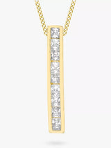 John Lewis IBB 9ct Gold Cubic Zirconia Bar Drop Slider Pendant- Buy online at McGrocer