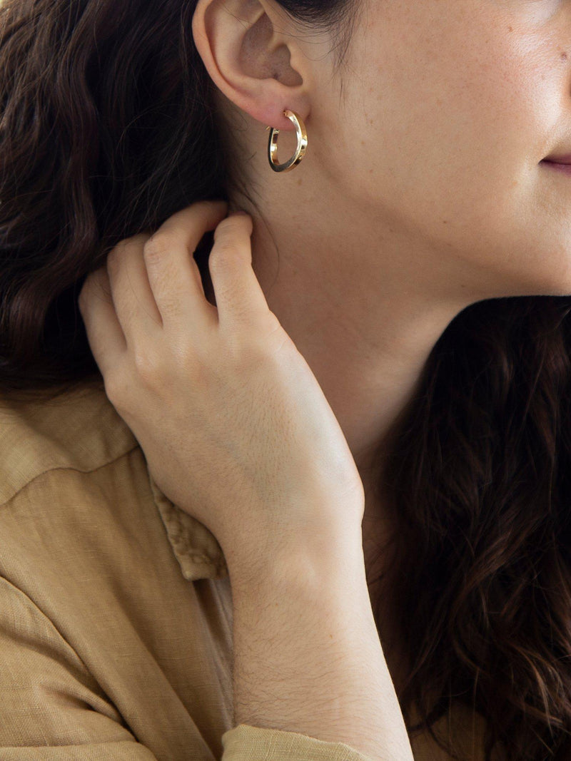 IBB 9ct yellow gold triangle creole earrings (British brand)