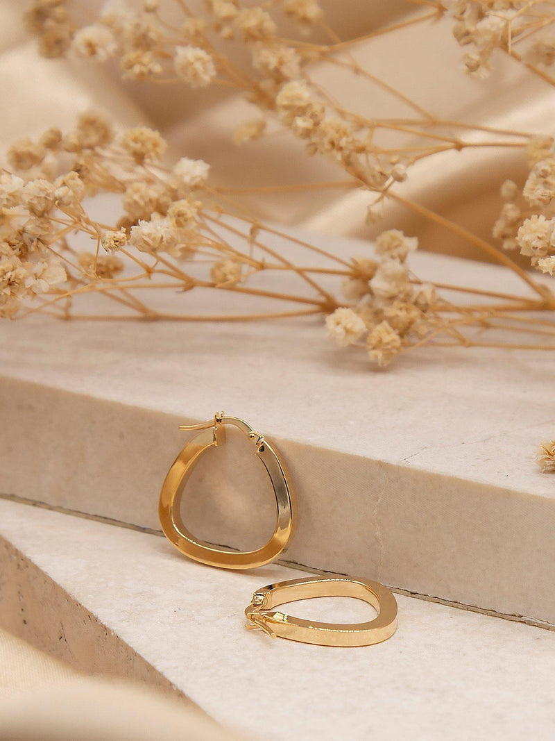 IBB 9ct yellow gold triangle creole earrings (British brand)