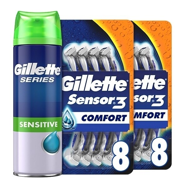 Gillette Sensor3 Disposable Razors & Gel Bundle XXL, UK version