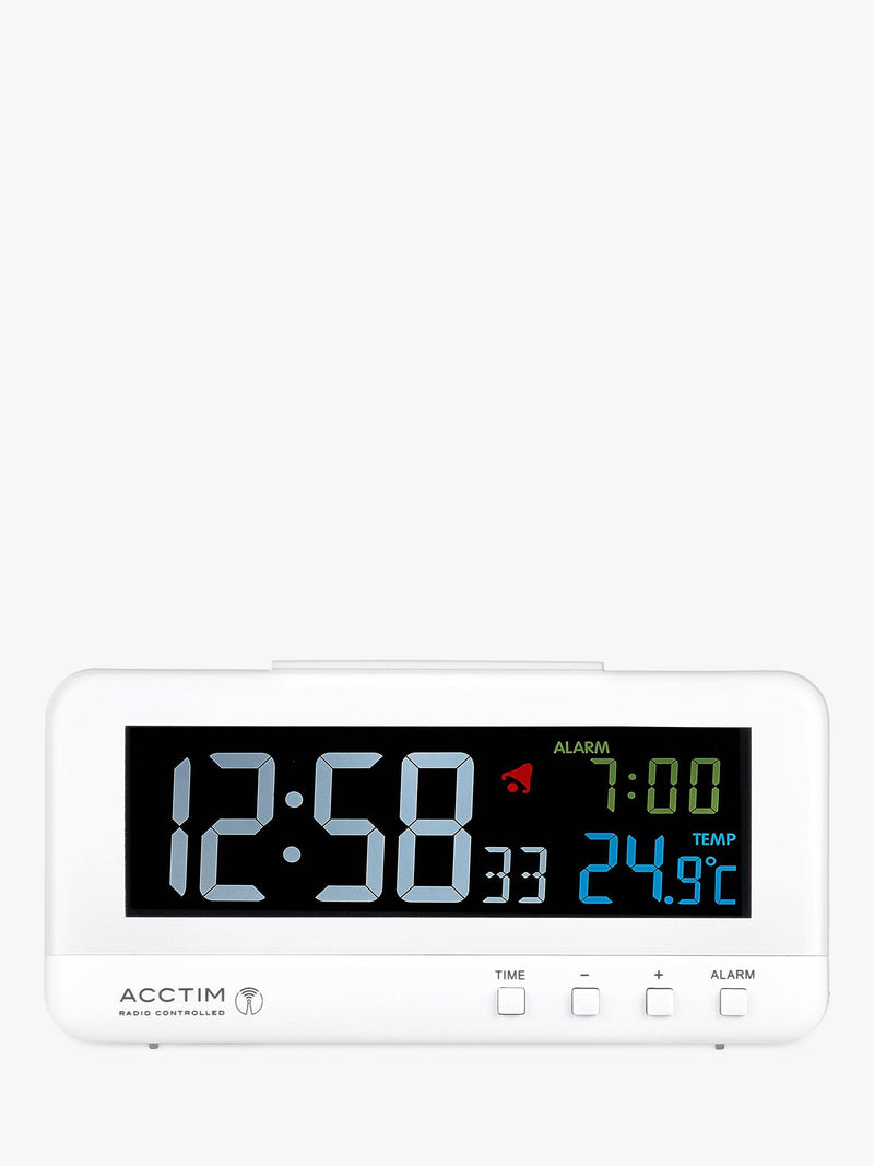 Acctim radio controlled LCD alarm clock white - British product