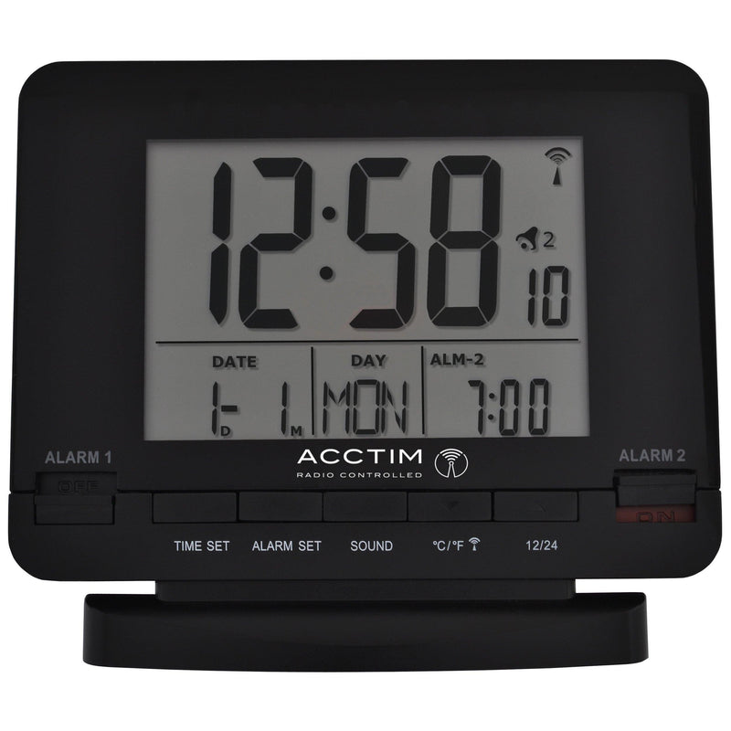 Acctim radio controlled dual alarm clock black - British product