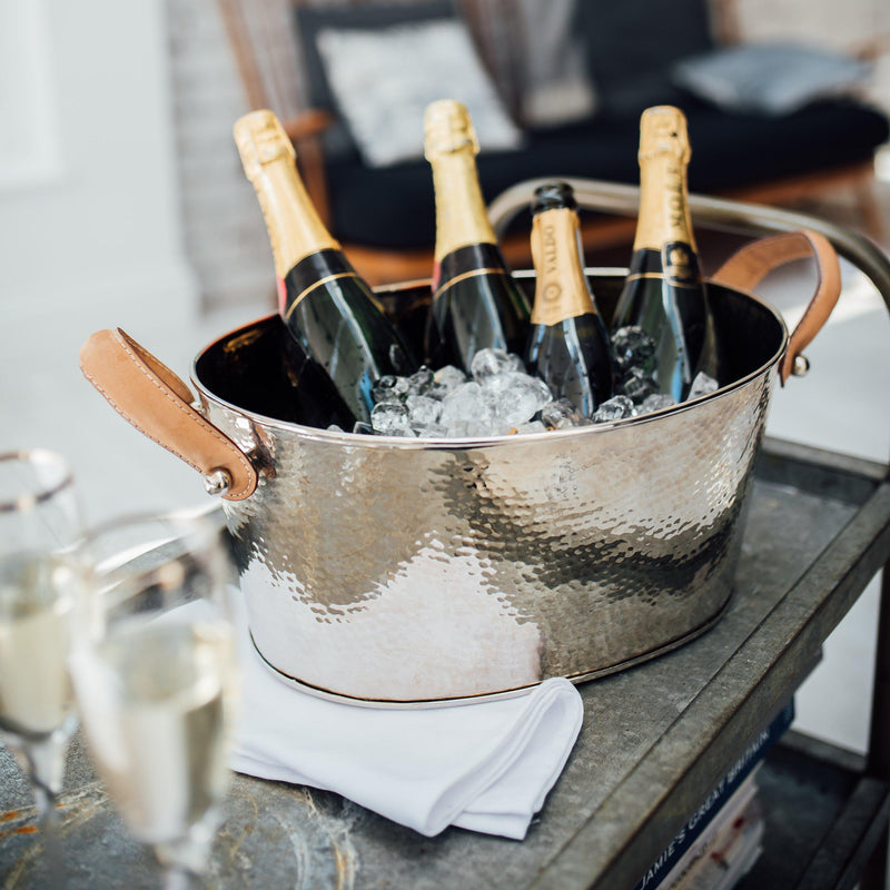 Culinary Concepts hammered champagne bath with leather handles, UK version