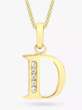 IBB 9ct Gold Cubic Zirconia Initial Pendant Necklace, D