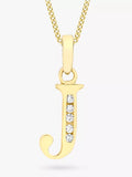 IBB 9ct Gold Cubic Zirconia Initial Pendant Necklace, J