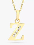 IBB 9ct Gold Cubic Zirconia Initial Pendant Necklace, Z