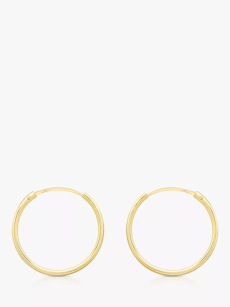 IBB 9ct gold hoop earrings, diameter 1.5cm (British brand)
