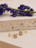 IBB knot stud earrings 9ct three-colour gold 0.7cm (British brand)