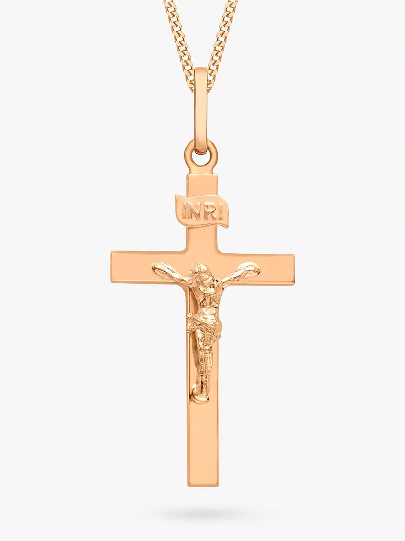 IBB 9ct rose gold cross pendant 46cm, imported from the UK