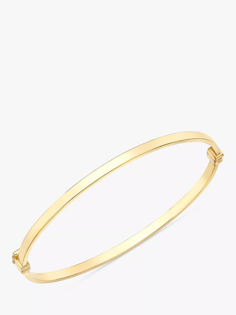 IBB 9ct yellow gold rectangular tube oval bangle - British product