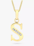 IBB 9ct Gold Cubic Zirconia Initial Pendant Necklace, S