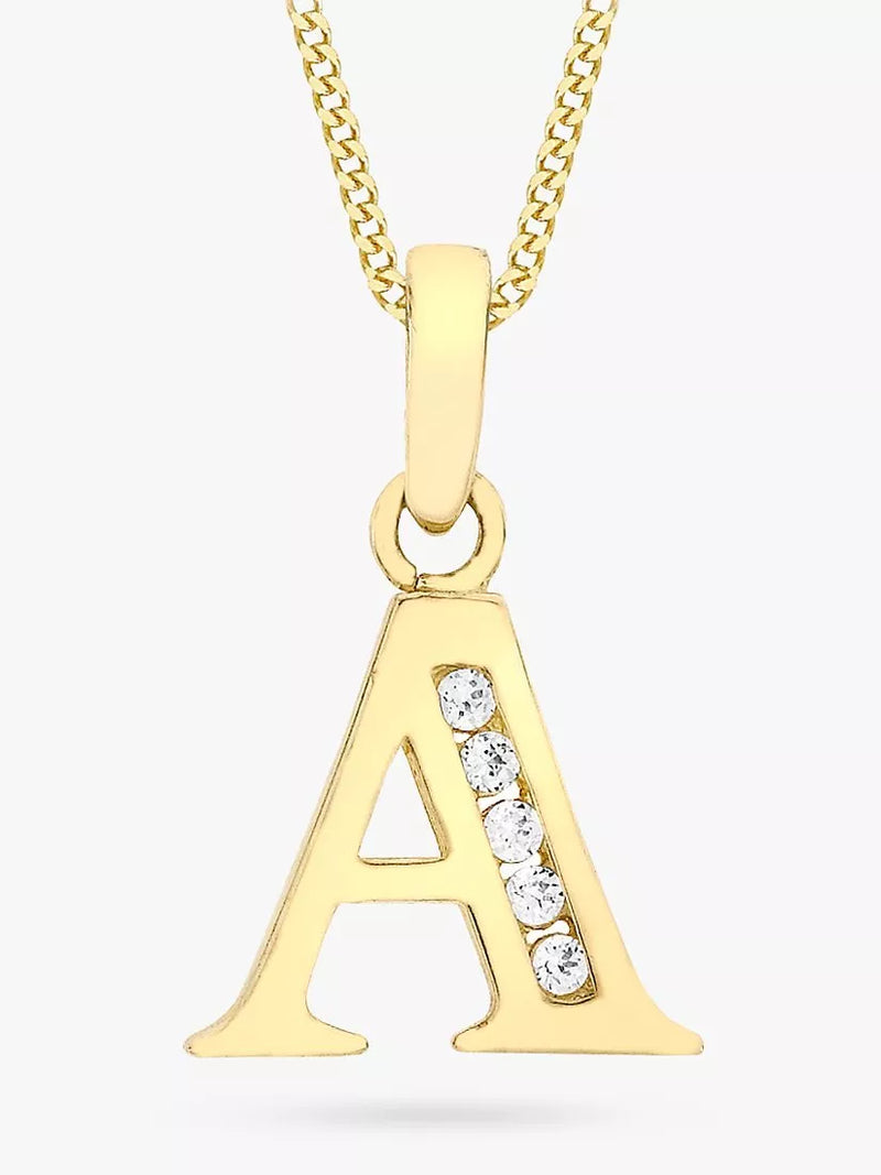 IBB 9ct gold cubic zirconia initial pendant - British product