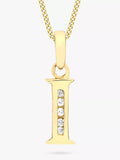 IBB 9ct Gold Cubic Zirconia Initial Pendant Necklace, I
