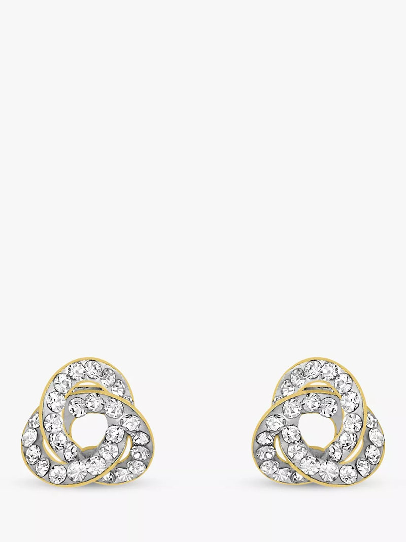 IBB 9ct yellow gold knot stud earrings, imported from the UK